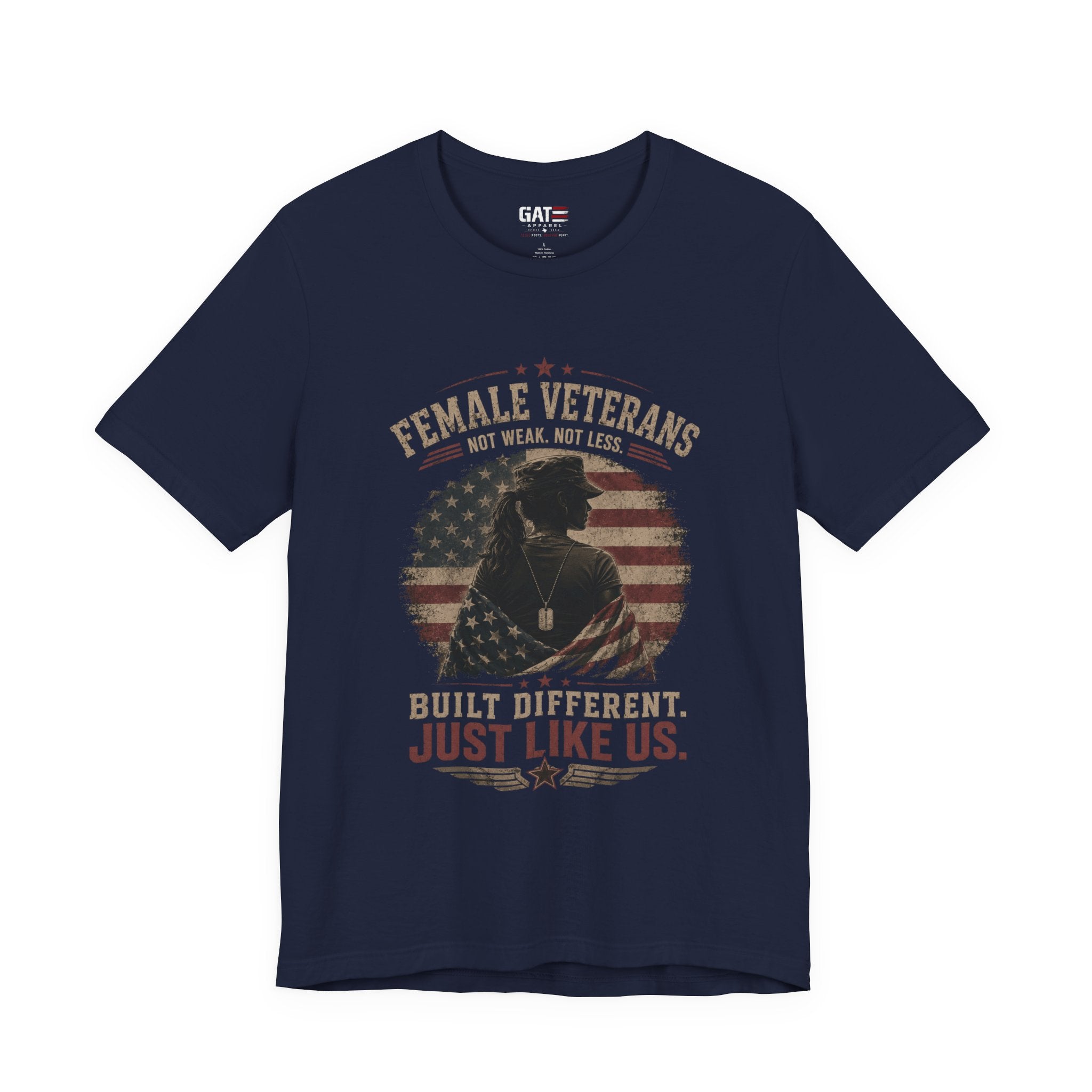 Female Veteran Shirt Built Different Just Like Us Tee Patriotic Military Shirt for Women Army Navy Marine Air Force Veteran Gift