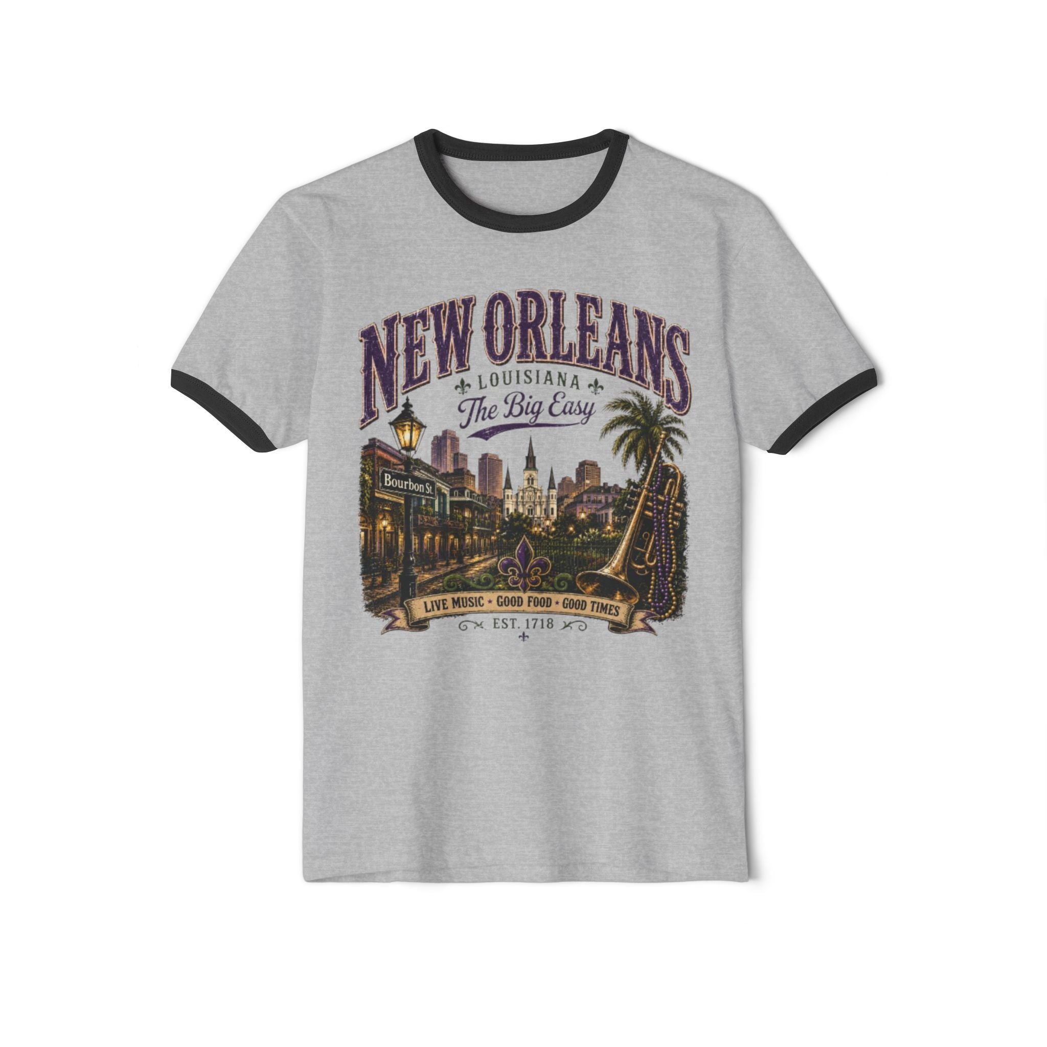 New Orleans Vintage Ringer T-Shirt — The Big Easy Cityscape Tee