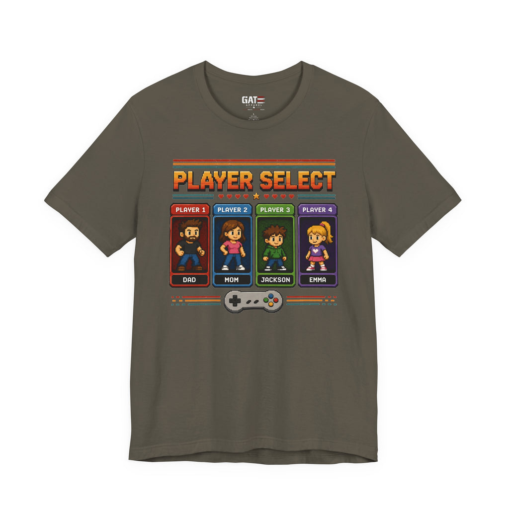 Personalized Gamer Family Shirt, Custom Family Gaming Shirt, Retro Video Game Family Tee, Gamer Dad Mom Kids Gift Shirt