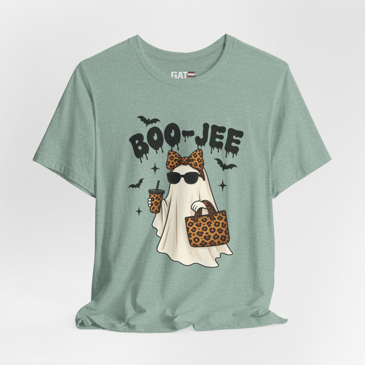Boo-Jee Leopard Ghost Tee — Cute Halloween Graphic T-Shirt