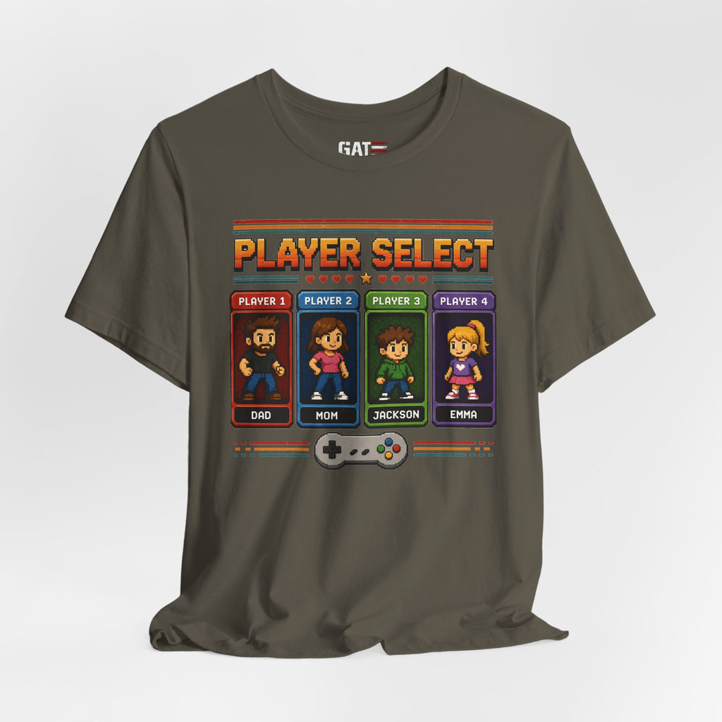 Personalized Gamer Family Shirt, Custom Family Gaming Shirt, Retro Video Game Family Tee, Gamer Dad Mom Kids Gift Shirt