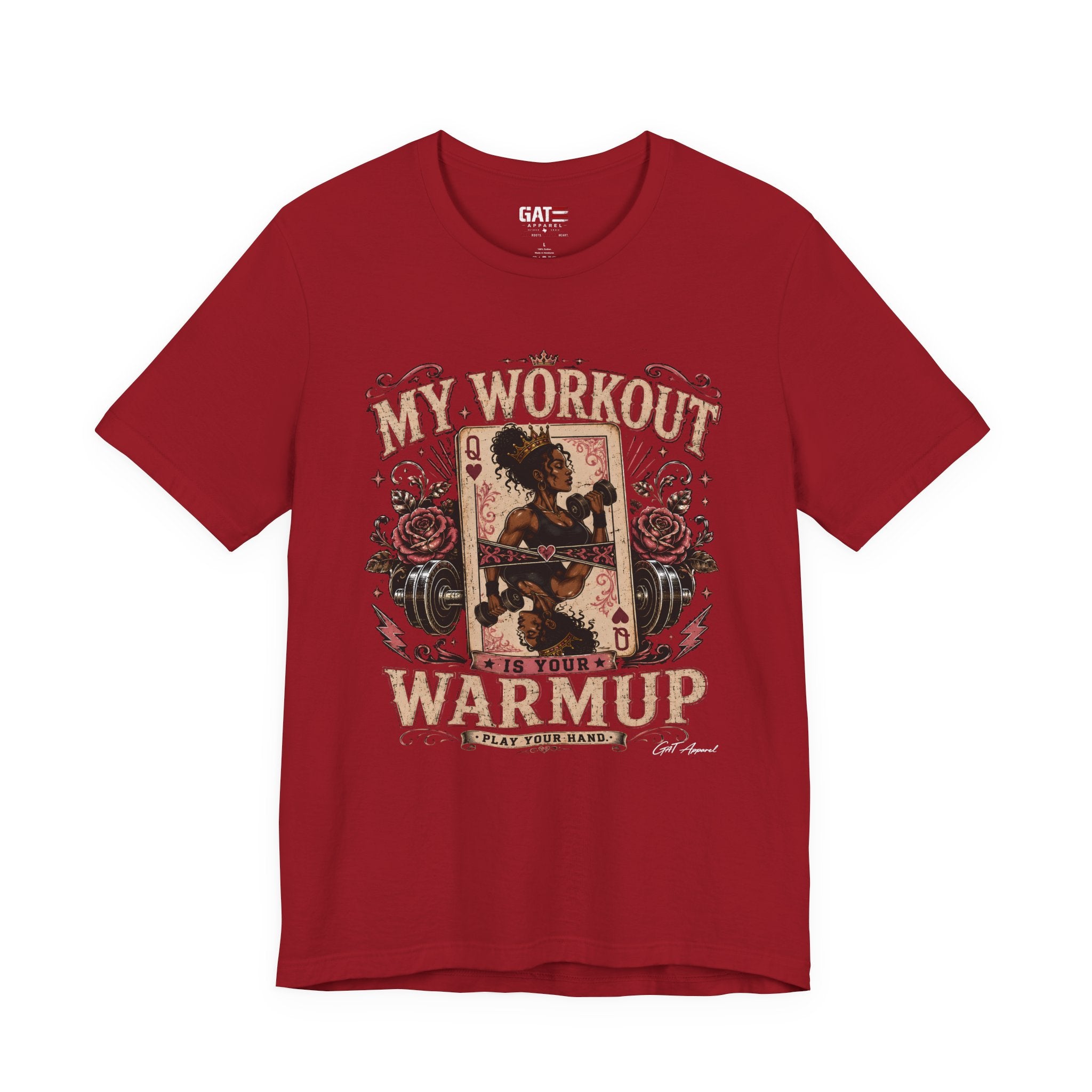 My Workout Is Your Warmup Shirt, Retro Gym Shirt for Women, Queen of Hearts Fitness Tee, Weightlifting Gift