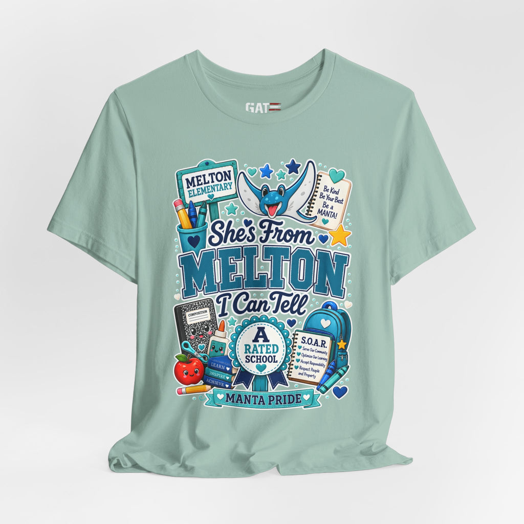 She's From Melton School Tee — Manta Pride Elementary Graphic T‑Shirt