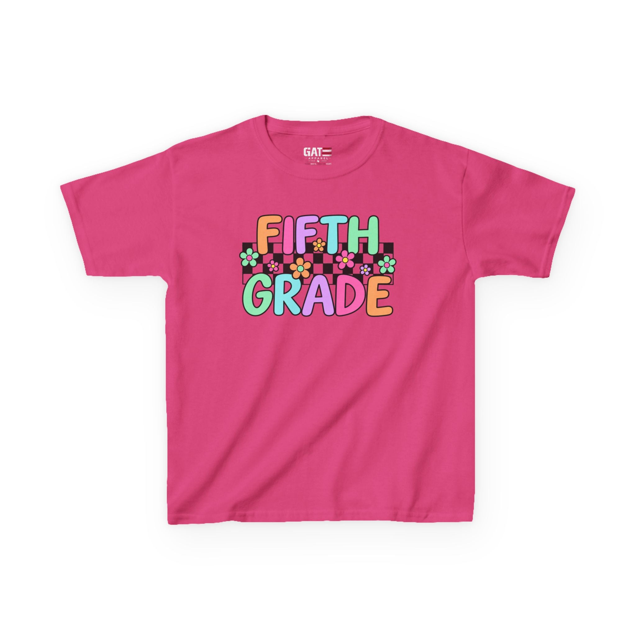 Custom Grade Level Shirt for Kids – Retro Checkered Floral Back to School Tee