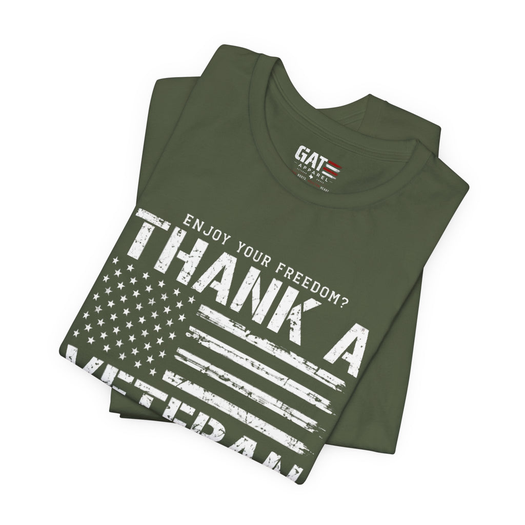 Veteran Shirt Enjoy Your Freedom Thank A Veteran Tee Patriotic American Flag Shirt Military Appreciation Gift for Men and Women
