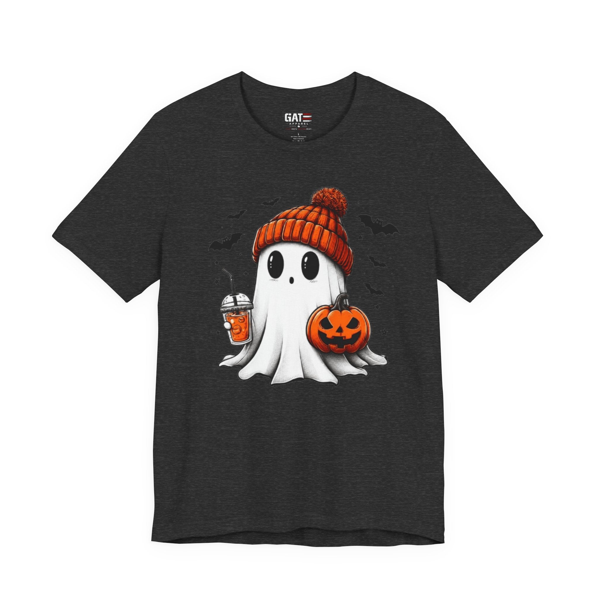 Halloween Ghost Tee — Cute Ghost with Pumpkin & Pumpkin Spice Drink T-Shirt