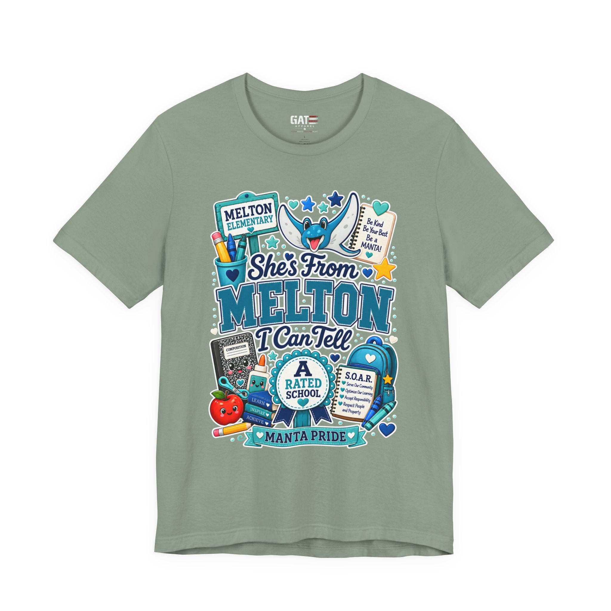 She's From Melton School Tee — Manta Pride Elementary Graphic T‑Shirt