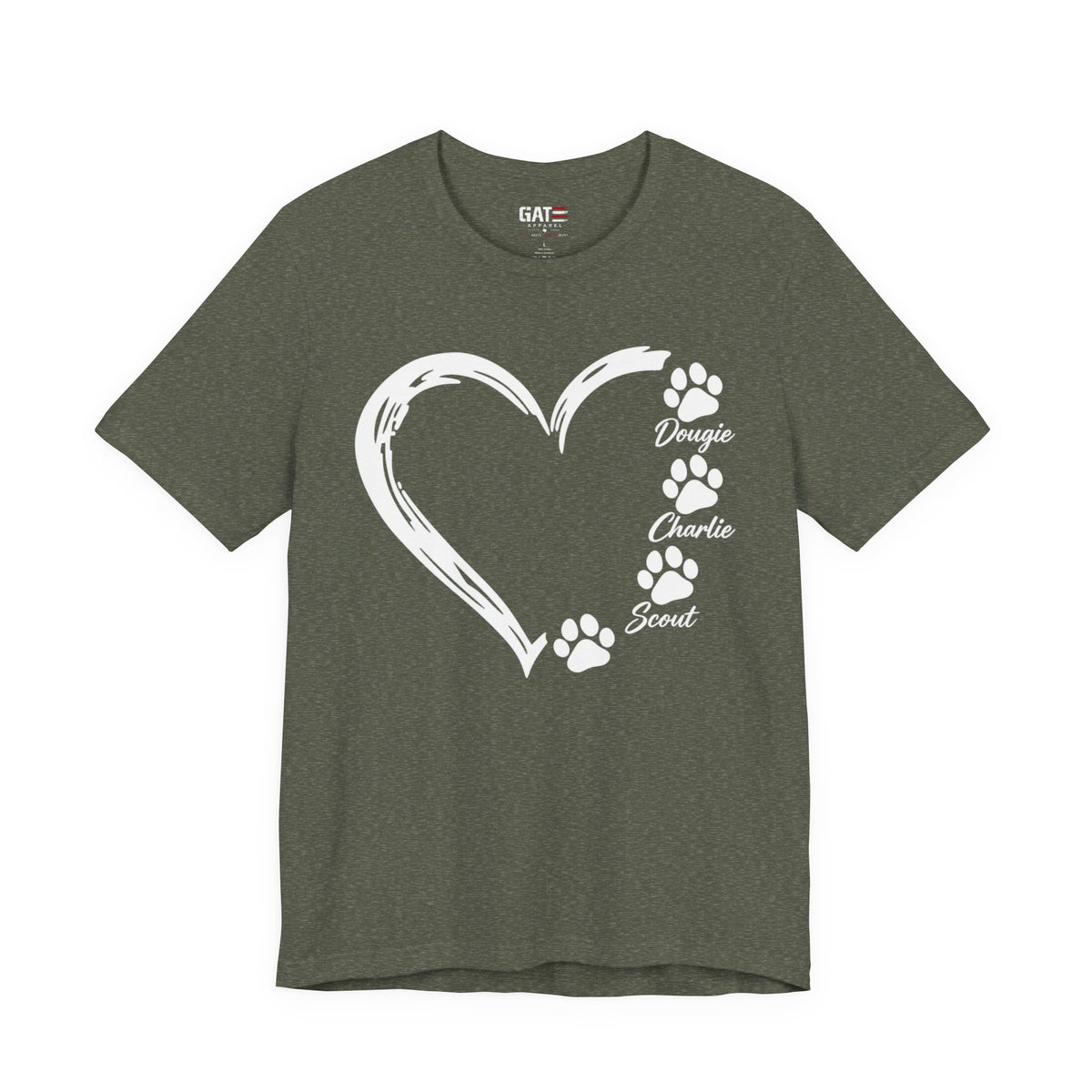 Personalized Pet Paw Heart Shirt | Custom Dog Names Tee