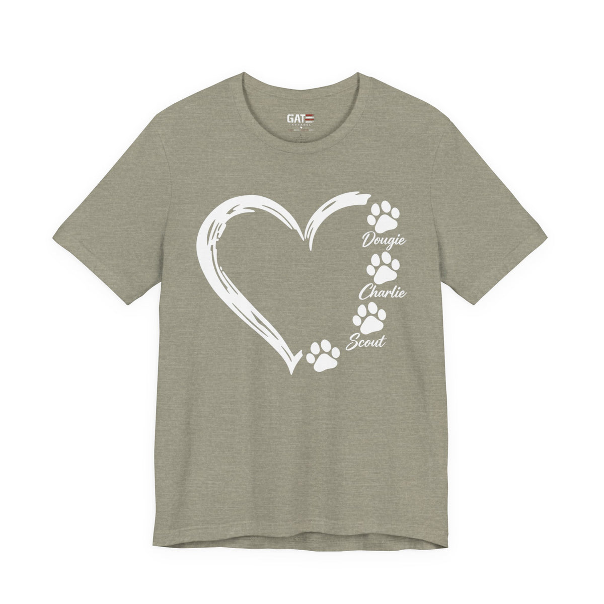 Personalized Pet Paw Heart Shirt | Custom Dog Names Tee