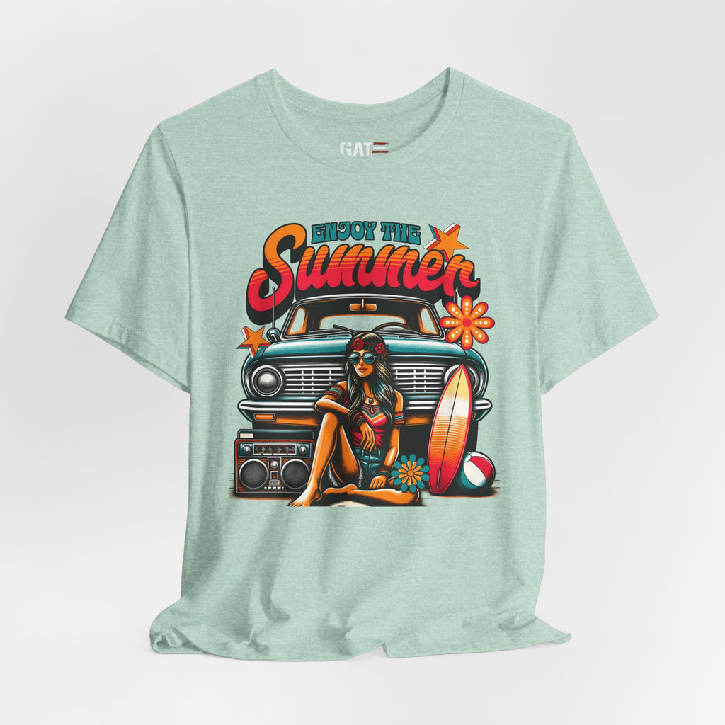 Enjoy The Summer Shirt, Retro Beach Tee, Vintage Surf Shirt, Hippie Summer T Shirt, Boho Vacation Shirt, Groovy Summer Graphic Tee
