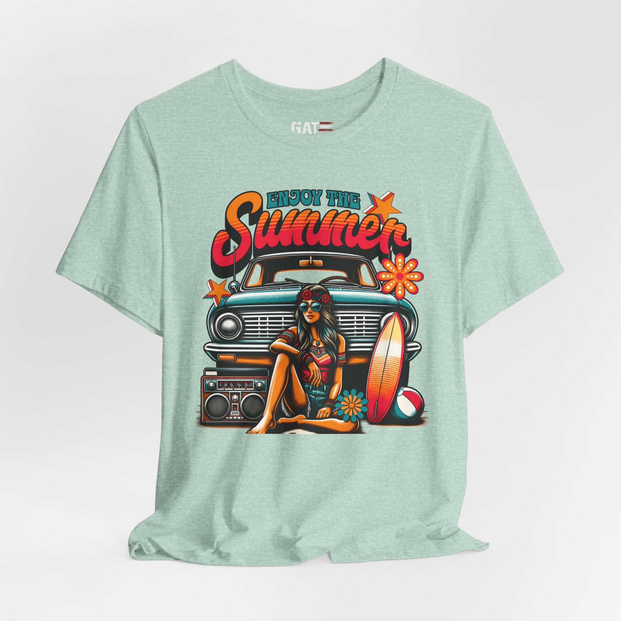 Enjoy The Summer Shirt, Retro Beach Tee, Vintage Surf Shirt, Hippie Summer T Shirt, Boho Vacation Shirt, Groovy Summer Graphic Tee