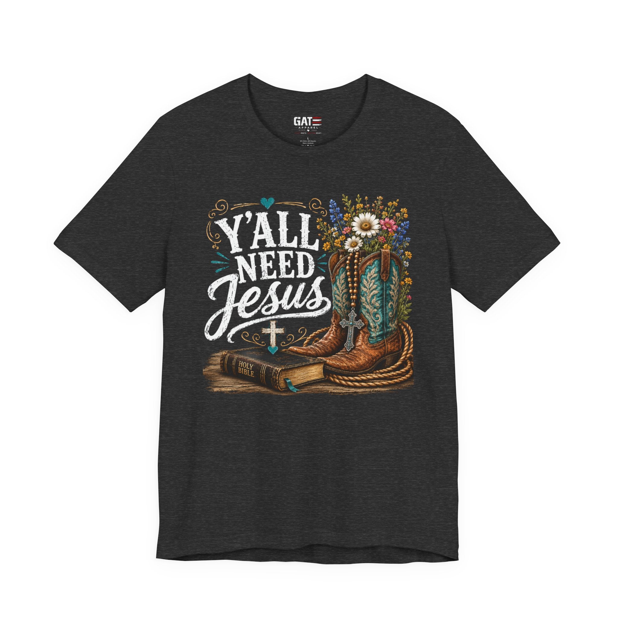 Y'all Need Jesus Shirt, Christian Western Shirt, Cowgirl Faith Tee, Cowboy Boots Floral Shirt, Country Christian Gift for Women