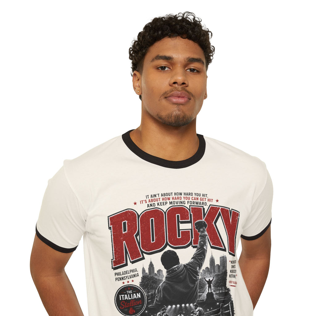 Rocky Vintage Ringer T-Shirt – One More Round Retro Boxing Tee
