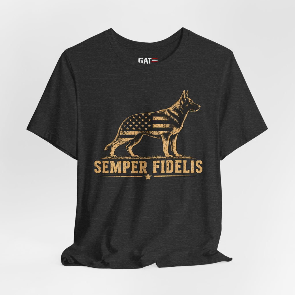 Semper Fidelis German Shepherd T-Shirt — Patriotic Military K9 Tee