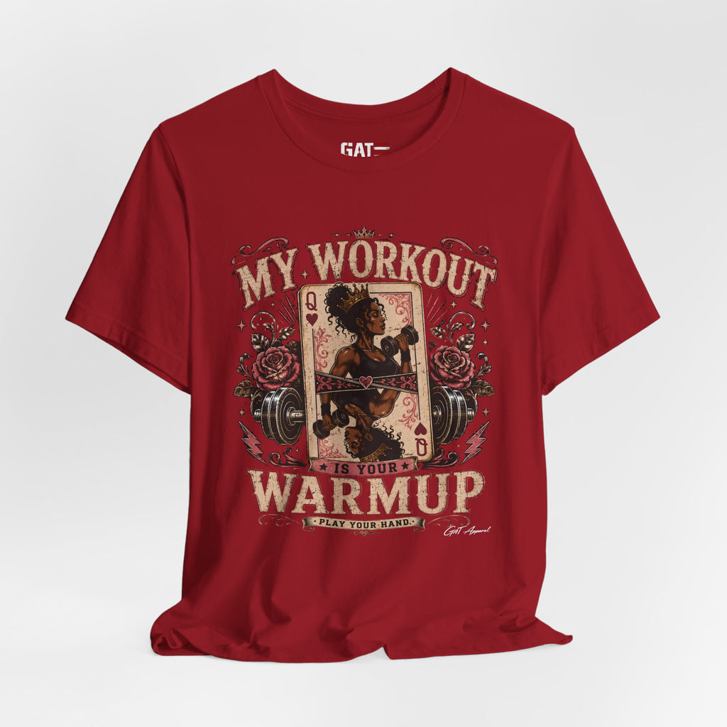 My Workout Is Your Warmup Shirt, Retro Gym Shirt for Women, Queen of Hearts Fitness Tee, Weightlifting Gift