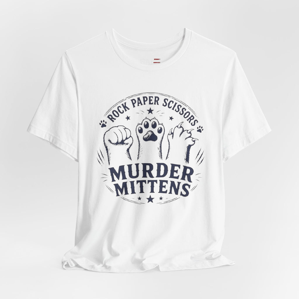 Rock Paper Scissors Murder Mittens Shirt, Funny Cat Lover Tee, Cat Paw Graphic T-Shirt, Cute Cat Mom Gift, Murder Mittens