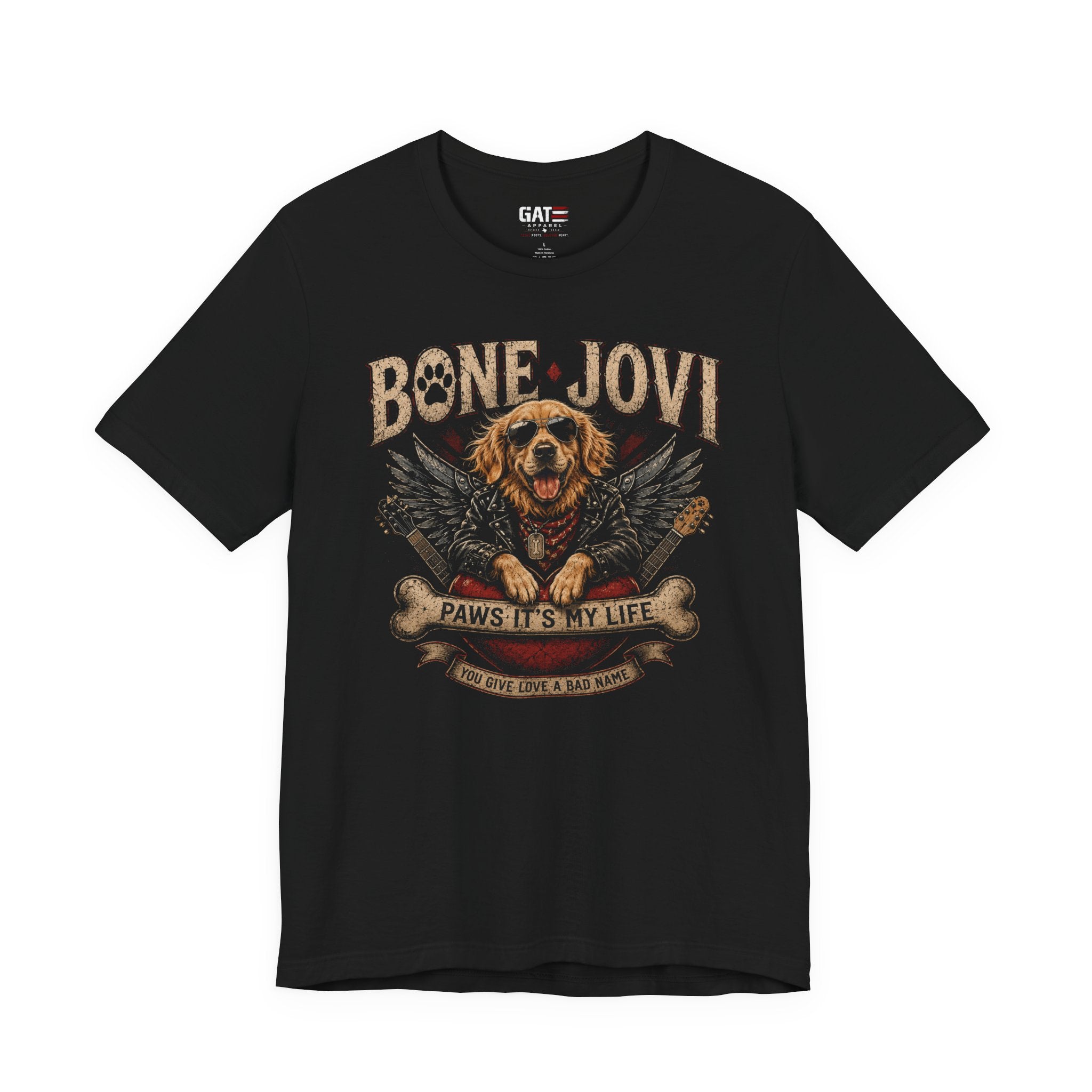 Bone Jovi Dog T-Shirt – "Paws It’s My Life" Vintage Rock Pet Tee