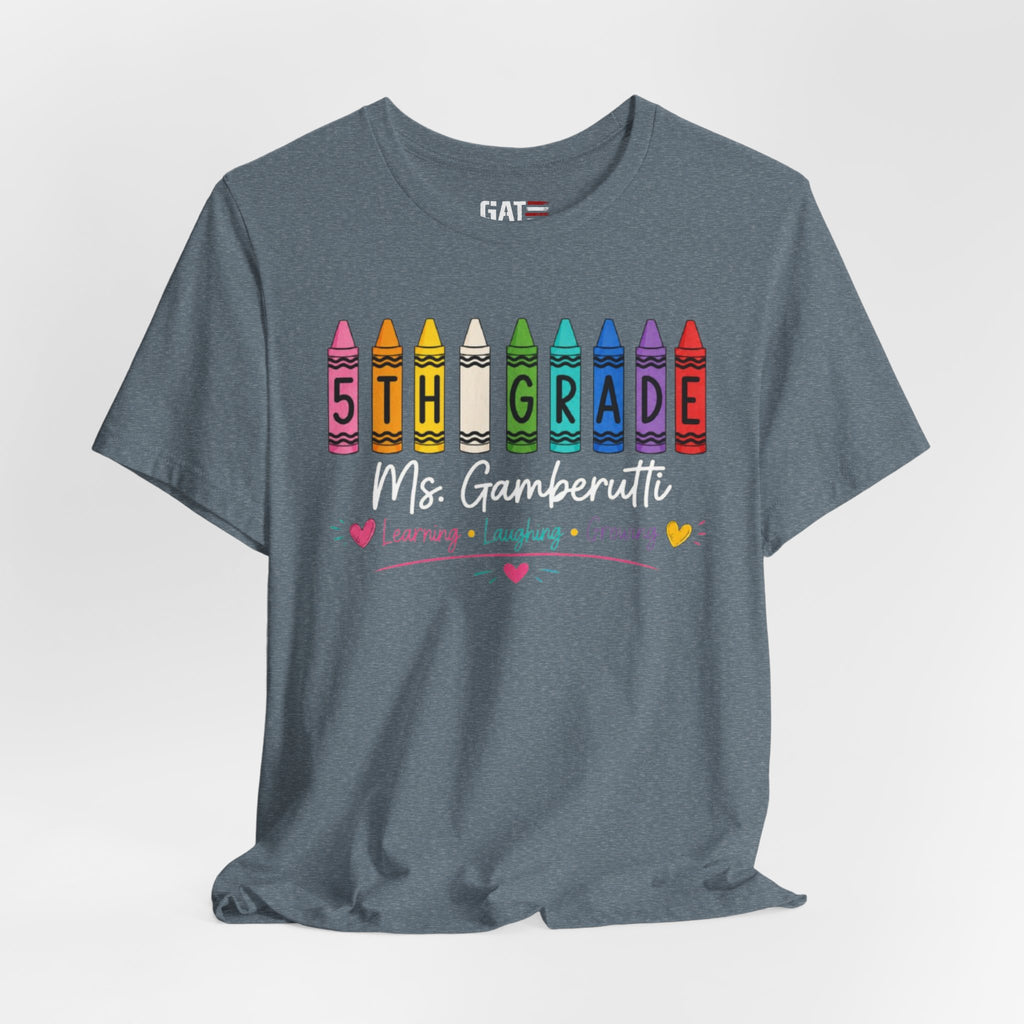Customize Grade Level and Name Teacher Crayon Shirt
