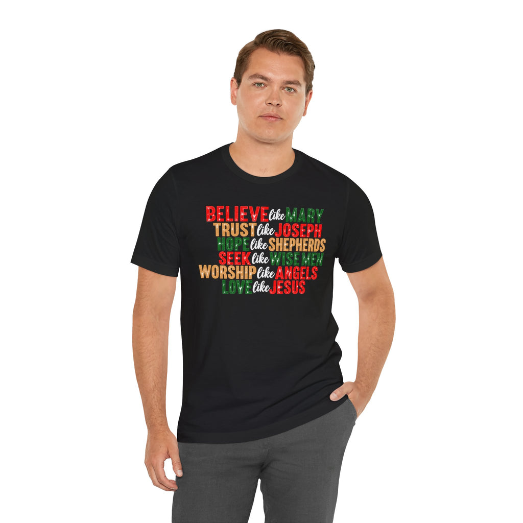 Believe Like Mary Christian Christmas T-Shirt - product image 16