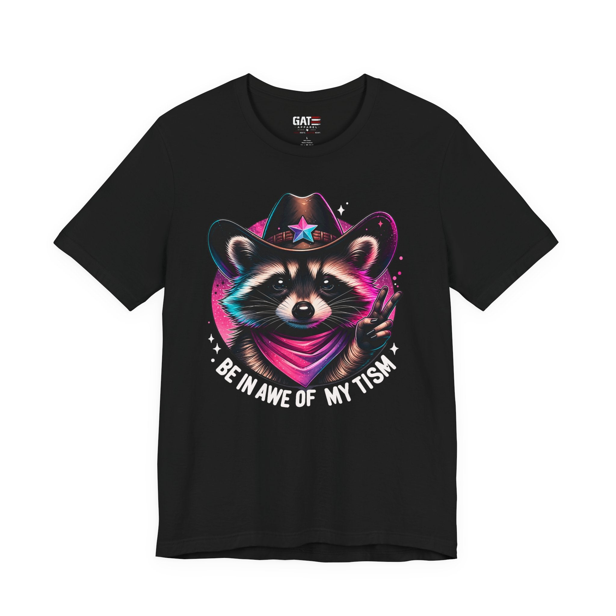 Raccoon Cowboy Graphic Tee – "Be in Awe of My Tism" Cute Western Animal T-Shirt