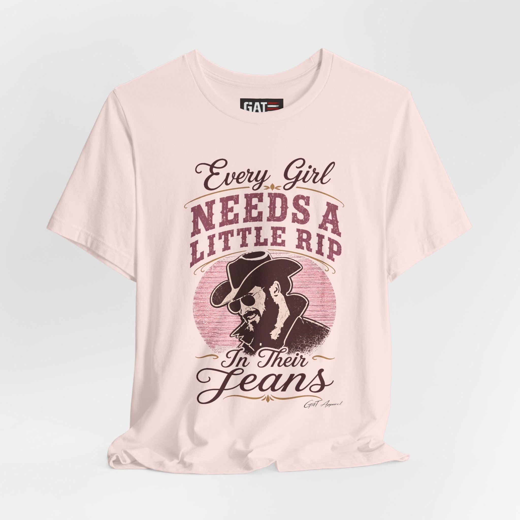 Every Girl Needs A Little Rip In Their Jeans Pink Text Shirt | Dutton Ranch| Yellowstone Inspire Shirt
