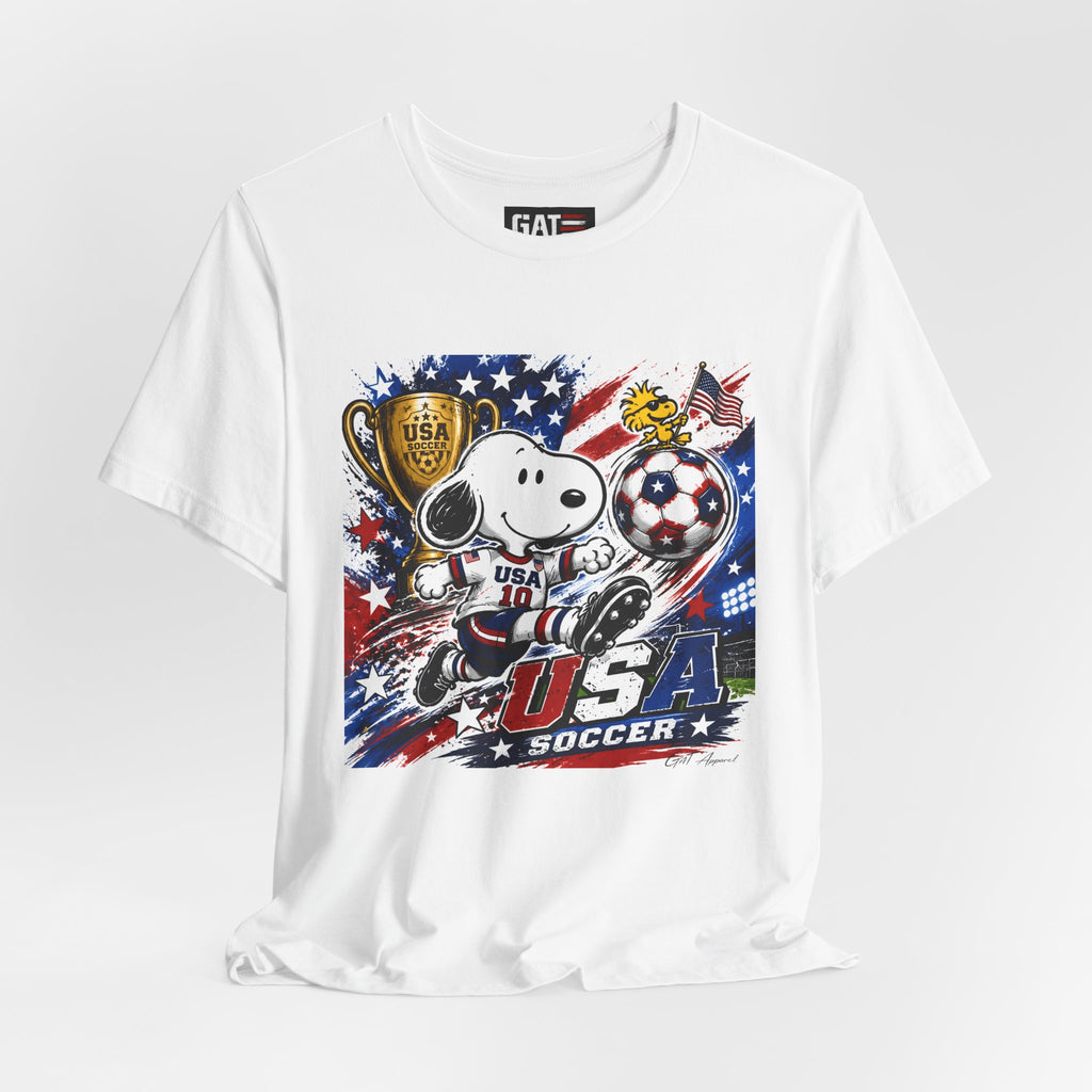 Snoopy USA Soccer Tee | Patriotic Soccer Graphic T-Shirt