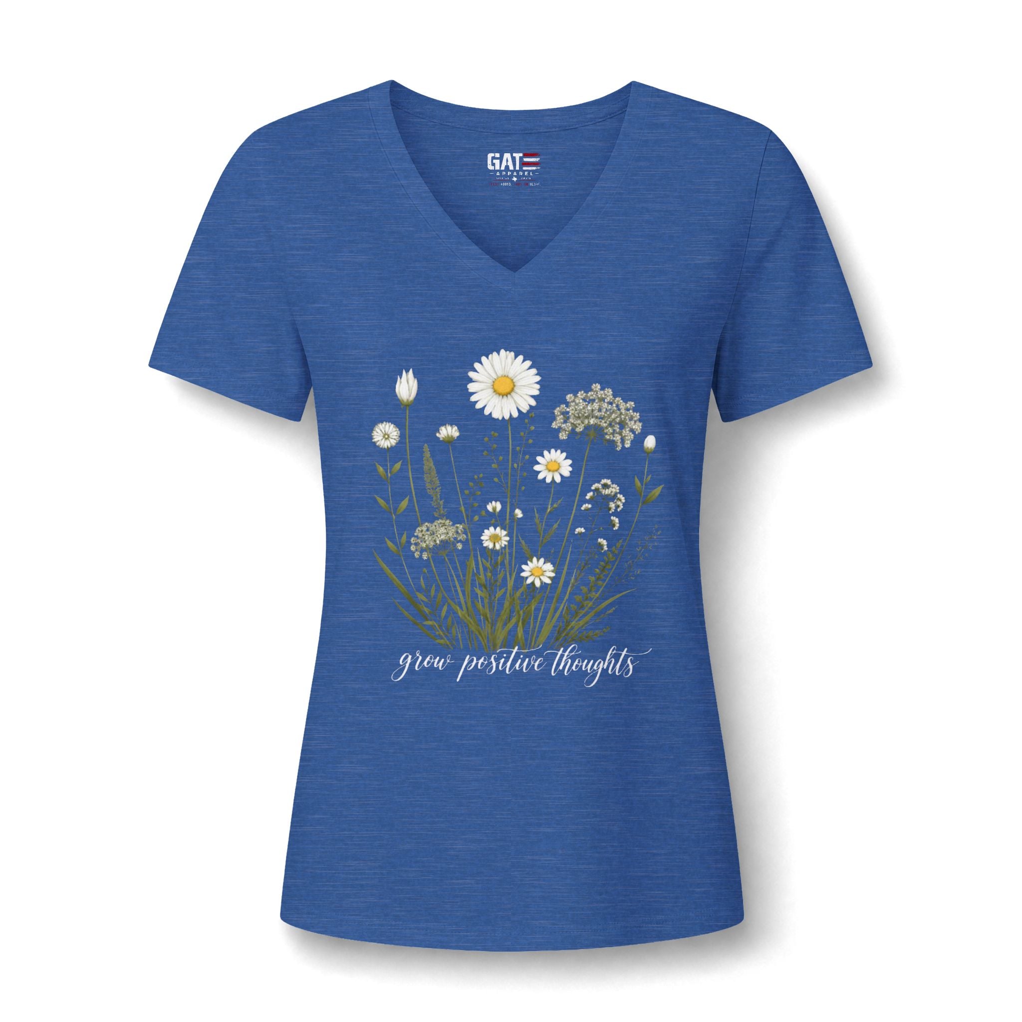 Daisy Wildflower V-Neck Tee — Give Positive Thoughts Floral Women's Shirt