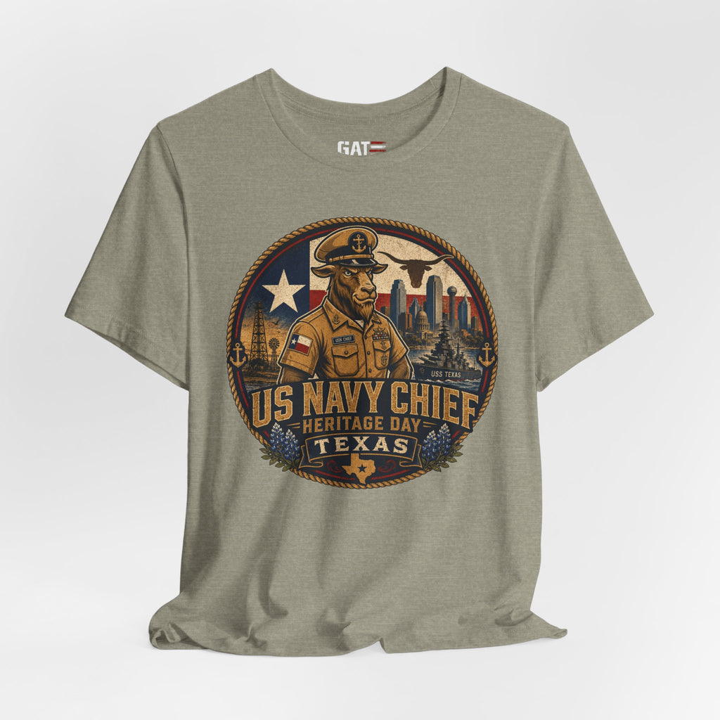 US Navy Chief Heritage Day Texas Shirt, Navy Chief Goat Shirt, Chief Petty Officer Gift, Military Pride Tee, Navy Veteran