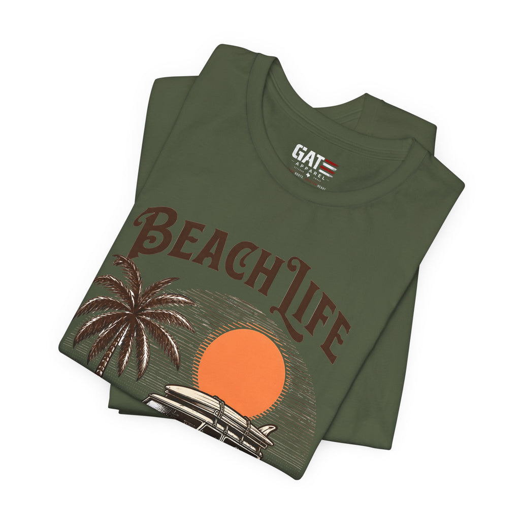 Beach Life Shirt, Retro VW Bus T Shirt, Vintage Camper Van Tee, Coastal Vacation Shirt, Summer Beach Graphic Tee, Surf Style Shirt, Van Life