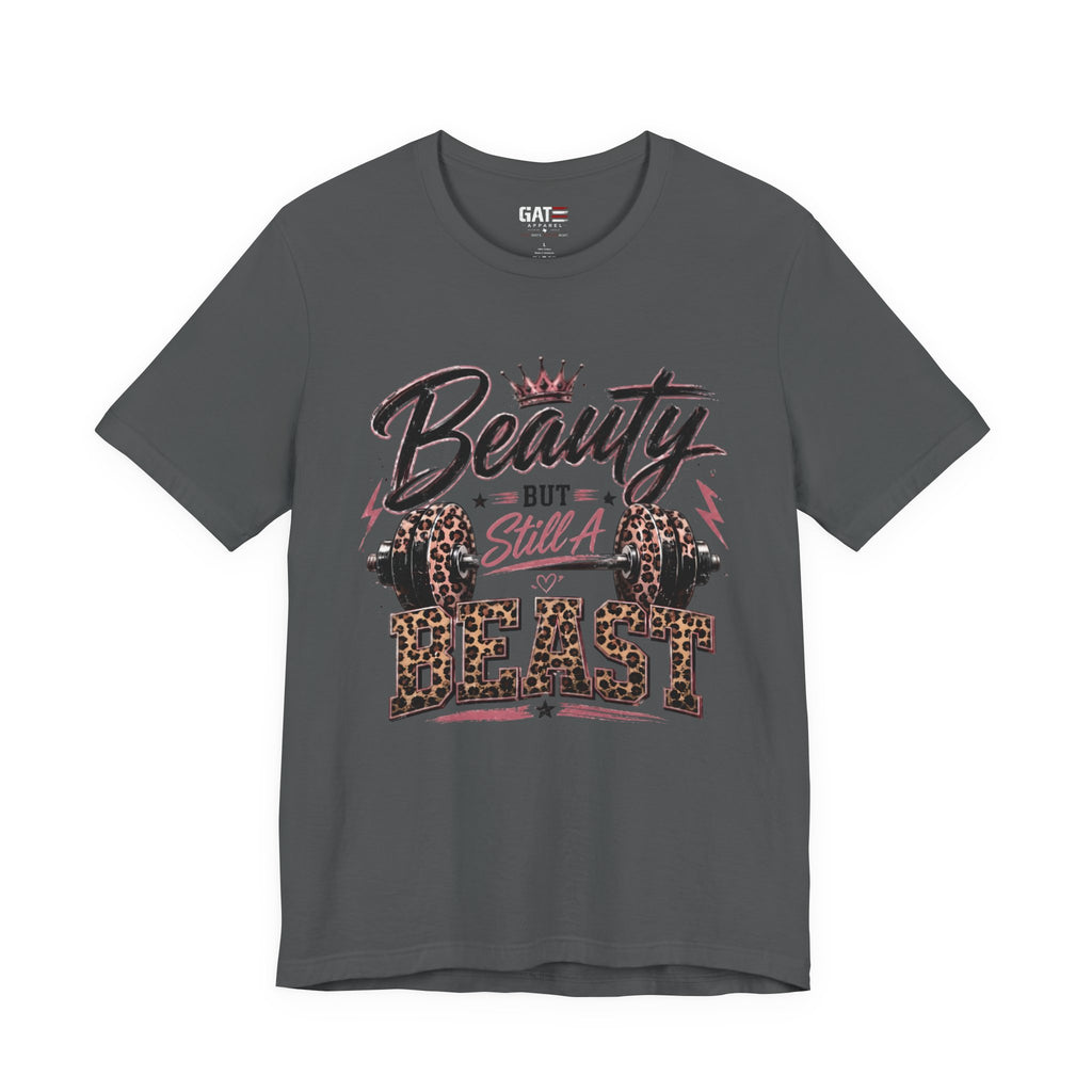 Beauty But Still A Beast Shirt, Women's Gym Shirt, Leopard Print Workout Tee, Fitness Shirt for Her