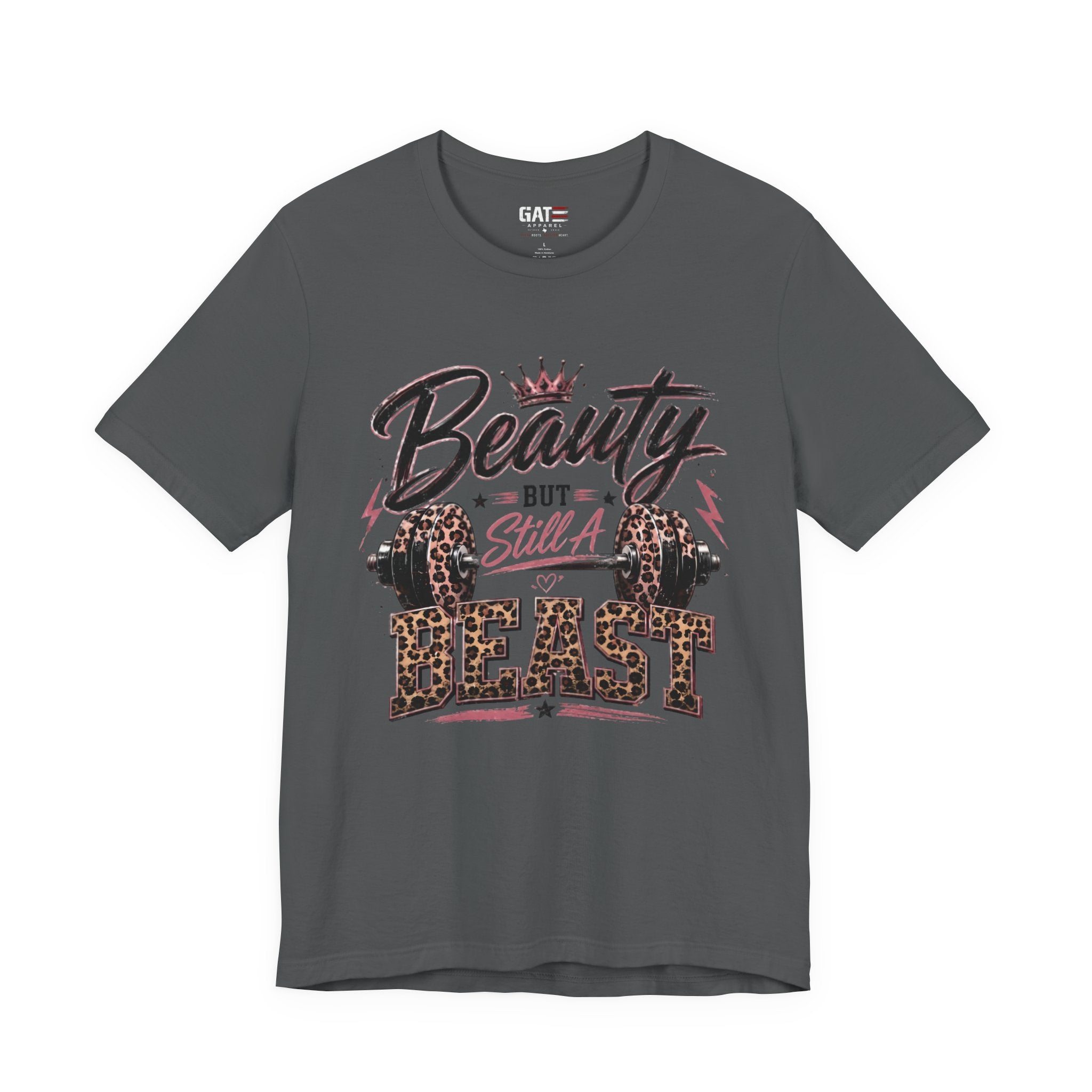 Beauty But Still A Beast Shirt, Women's Gym Shirt, Leopard Print Workout Tee, Fitness Shirt for Her