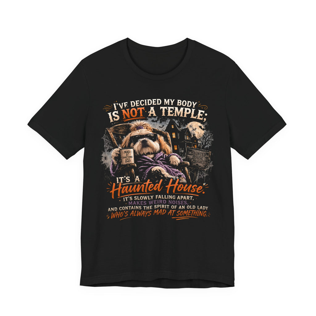 Haunted House Funny Halloween T‑Shirt — "My Body Is Not A Temple" Graphic Tee