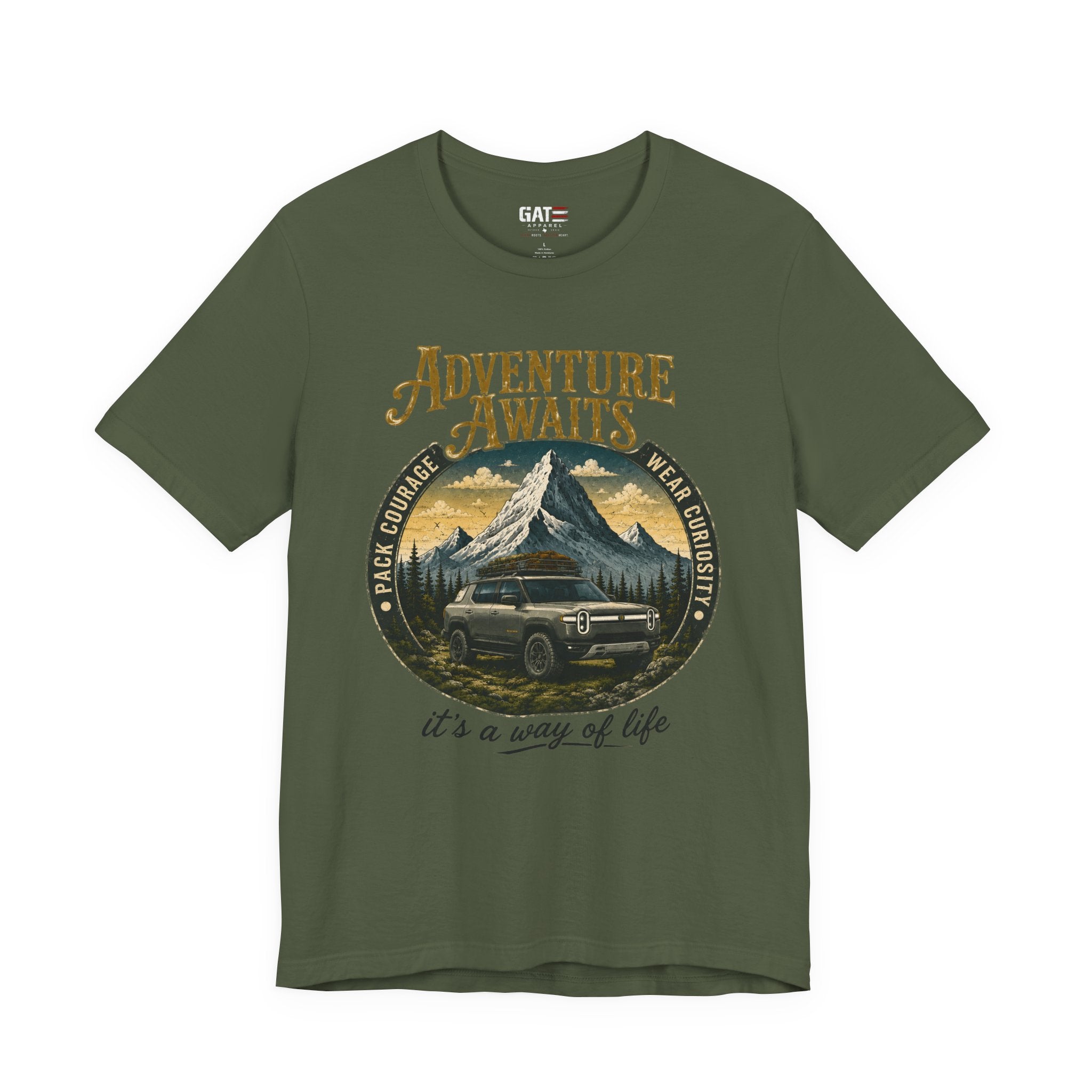 Adventure Awaits Shirt, Rivian Camping, Mountain Adventure Tee, Overlanding Shirt, Off Road SUV Graphic Tee, Outdoor, Nature Lover Shirt