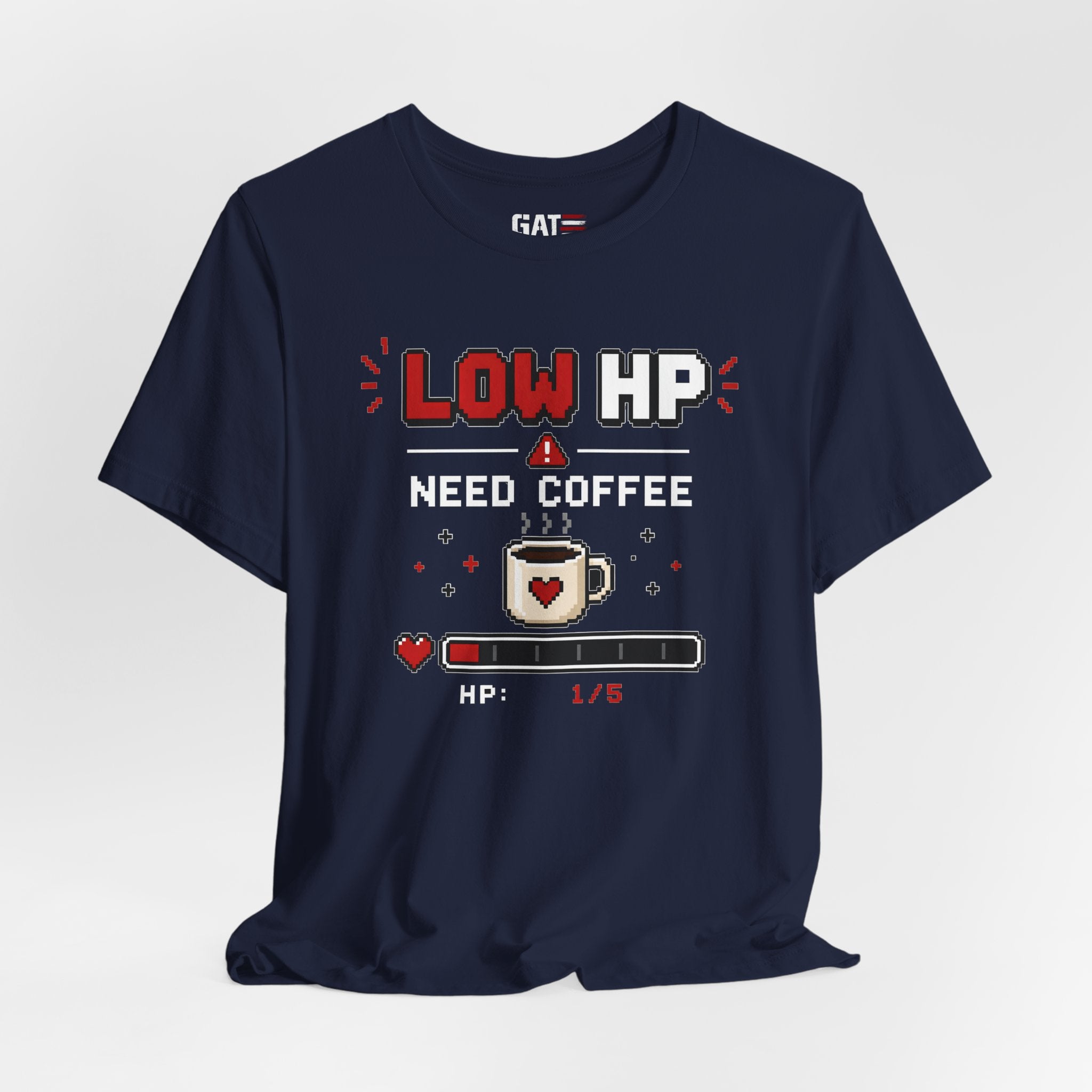 Funny Coffee Lover Shirt, Gamer Coffee Tee, Retro Pixel Art Shirt, Caffeine Addict Gift, Gaming T-Shirt
