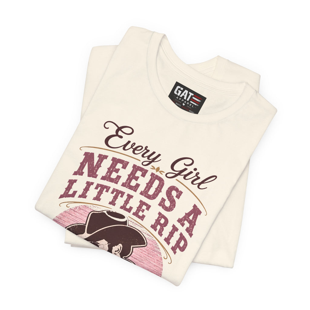 Every Girl Needs A Little Rip In Their Jeans Pink Text Shirt | Dutton Ranch| Yellowstone Inspire Shirt