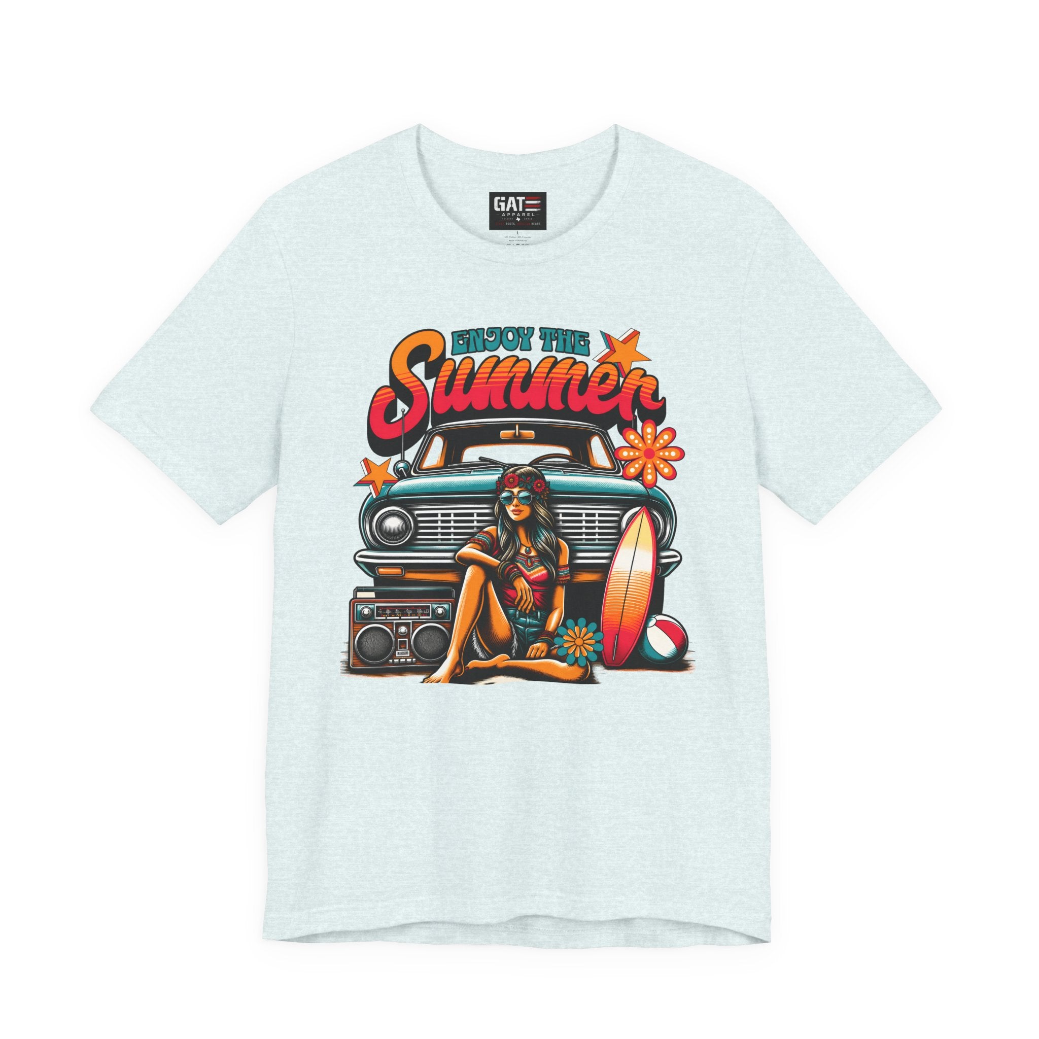 Enjoy The Summer Shirt, Retro Beach Tee, Vintage Surf Shirt, Hippie Summer T Shirt, Boho Vacation Shirt, Groovy Summer Graphic Tee