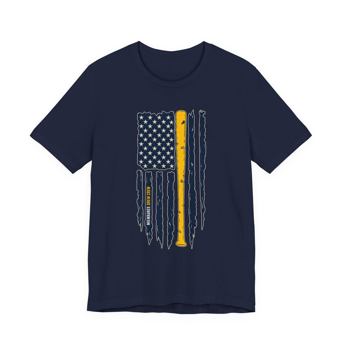 Milwaukee Brewers Brew Crew distressed baseball bat flag T-shirt - alternate product photo 5