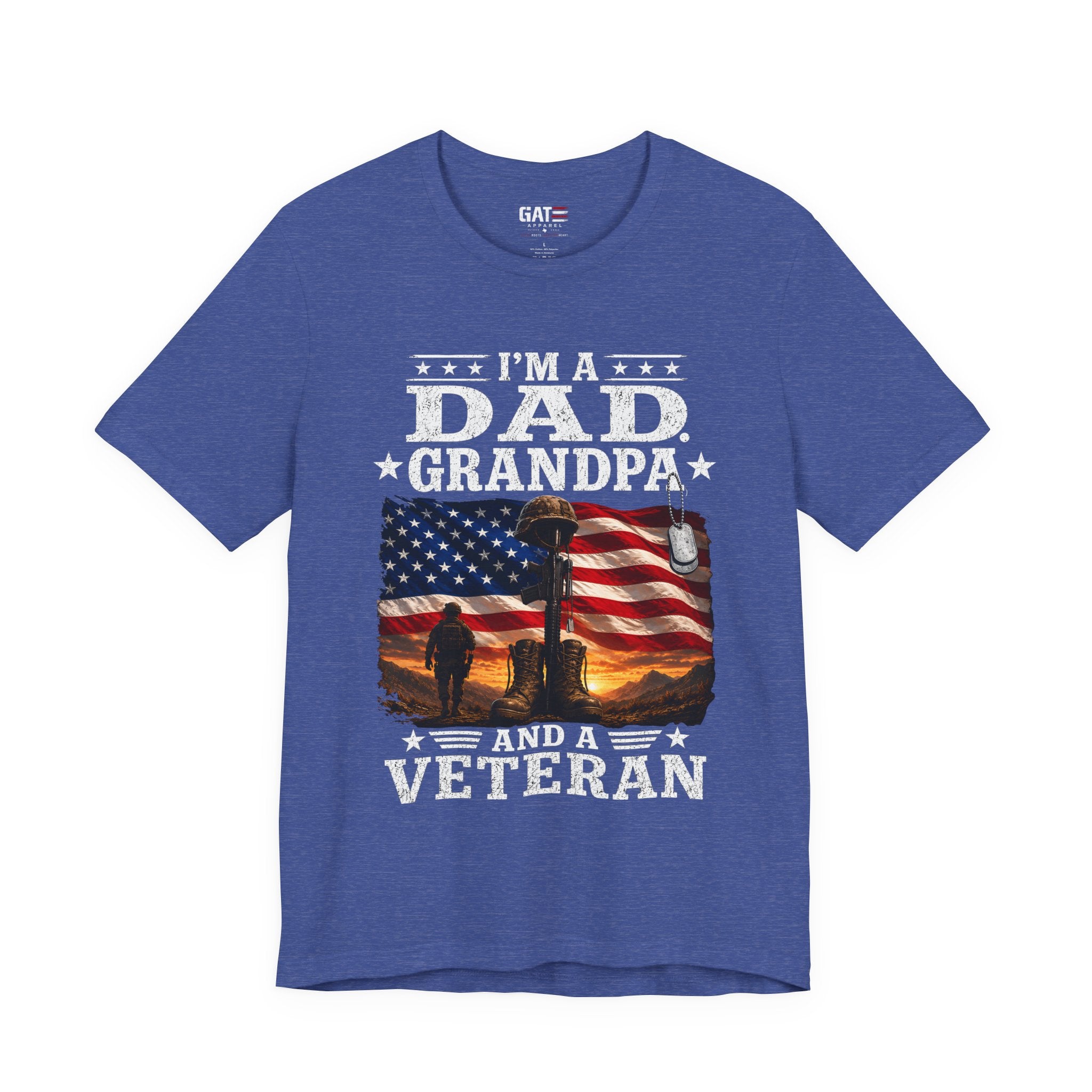 Veteran Grandpa Shirt, I'm A Dad Grandpa And A Veteran Tee, Military Father Gift, Patriotic USA Flag Shirt for Veterans