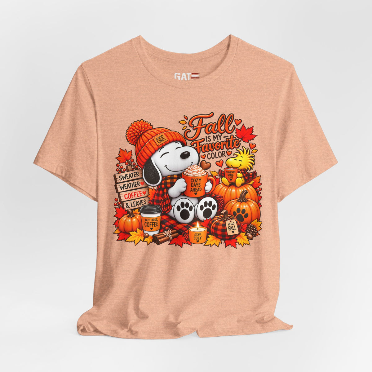 Fall Snoopy Tee — "Fall is in the Air" Pumpkin & Leaves Graphic