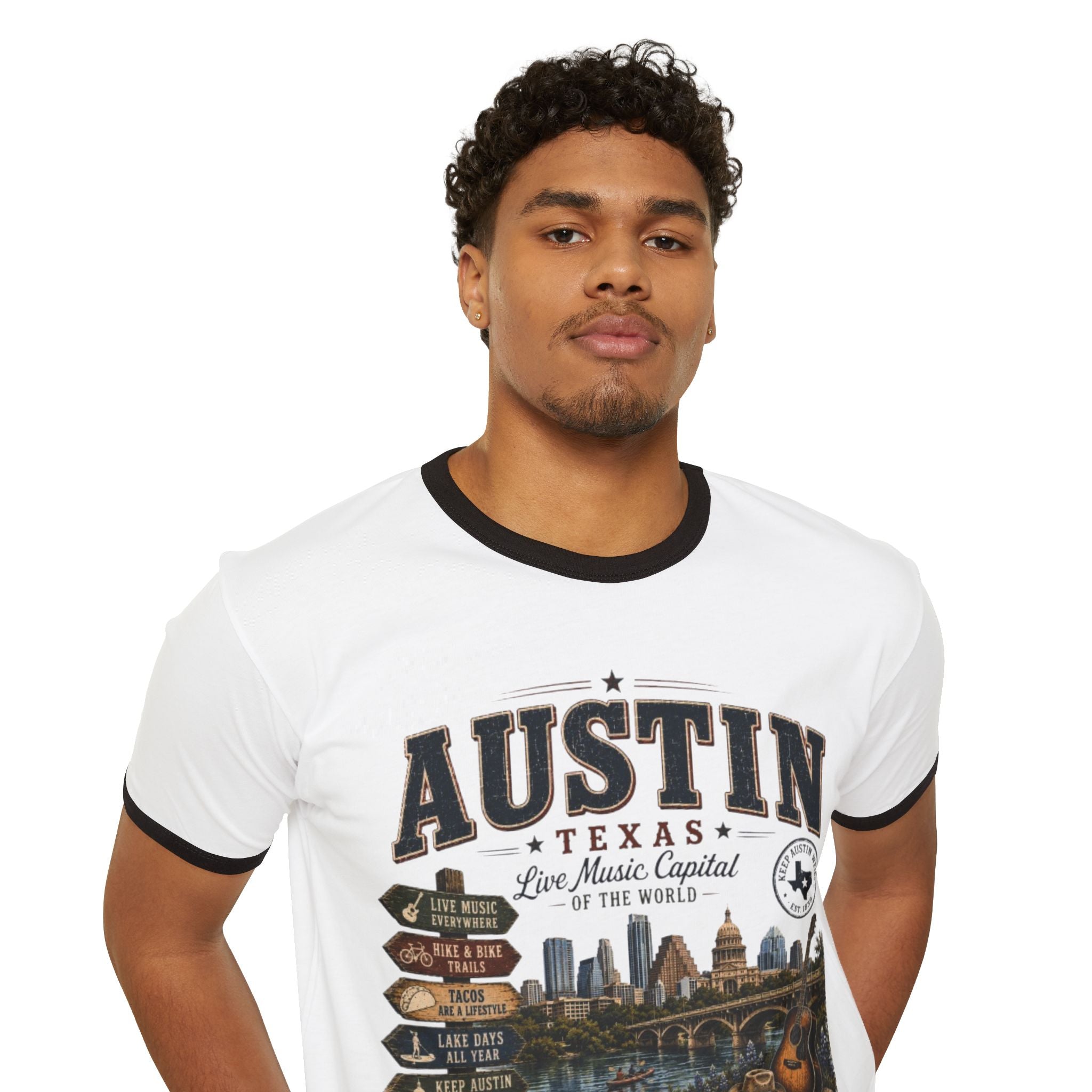 Austin, Texas Vintage Skyline Ringer T-Shirt