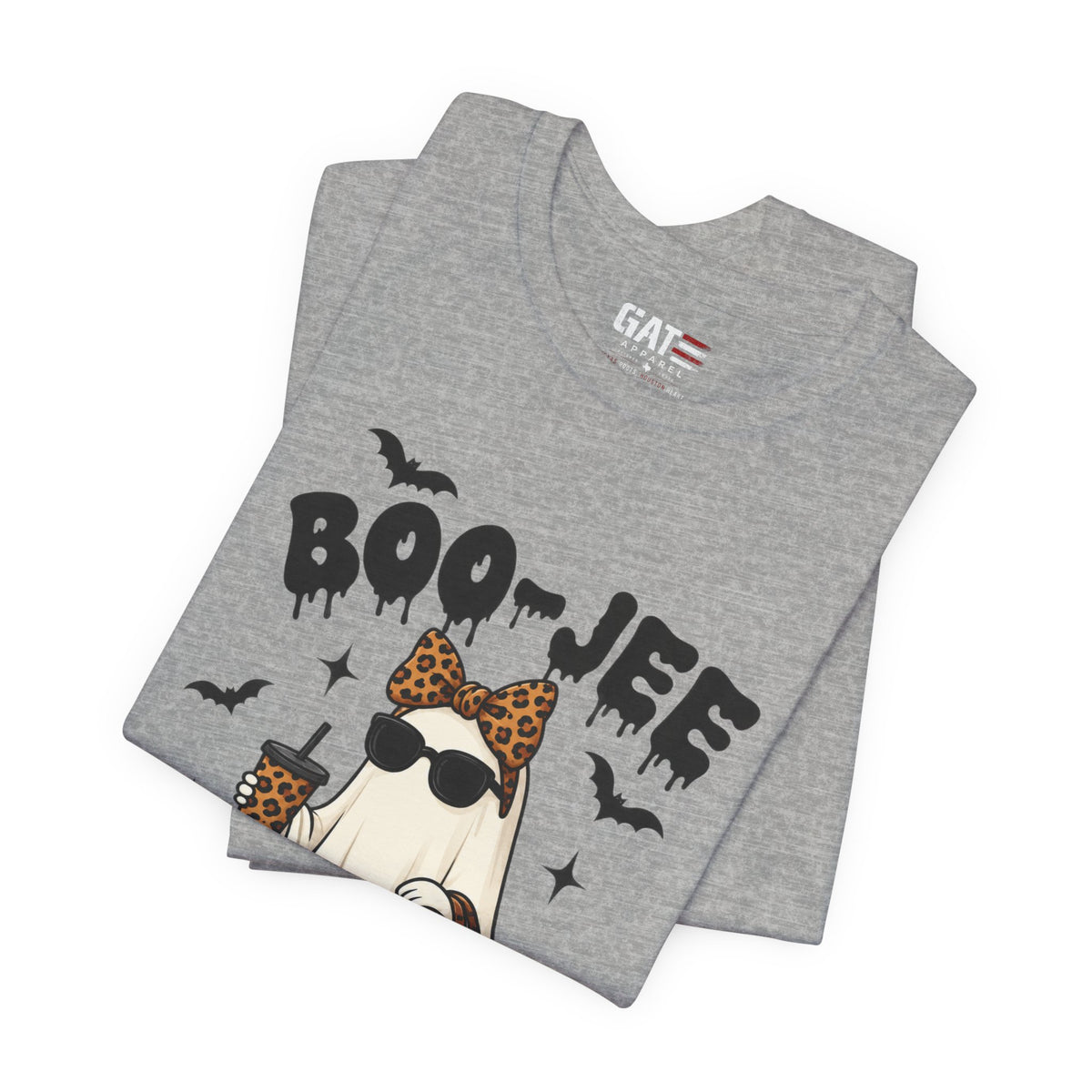 Boo-Jee Leopard Ghost Tee — Cute Halloween Graphic T-Shirt