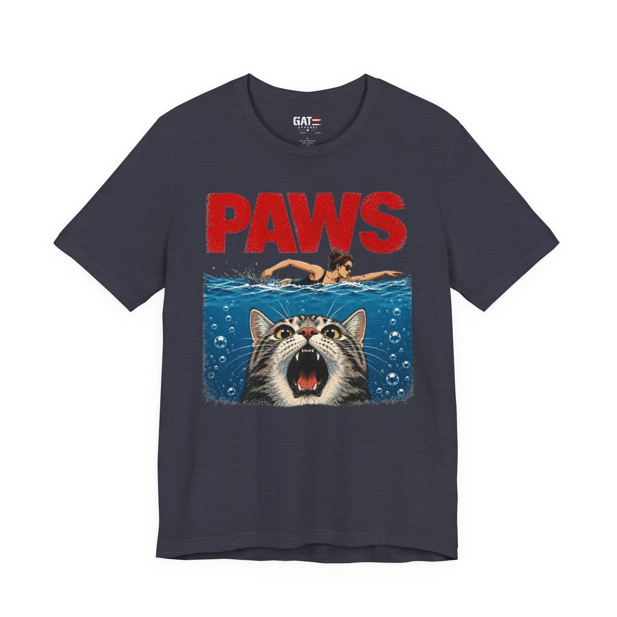 Paws Movie Parody T-Shirt — Retro Horror Cat Graphic Tee