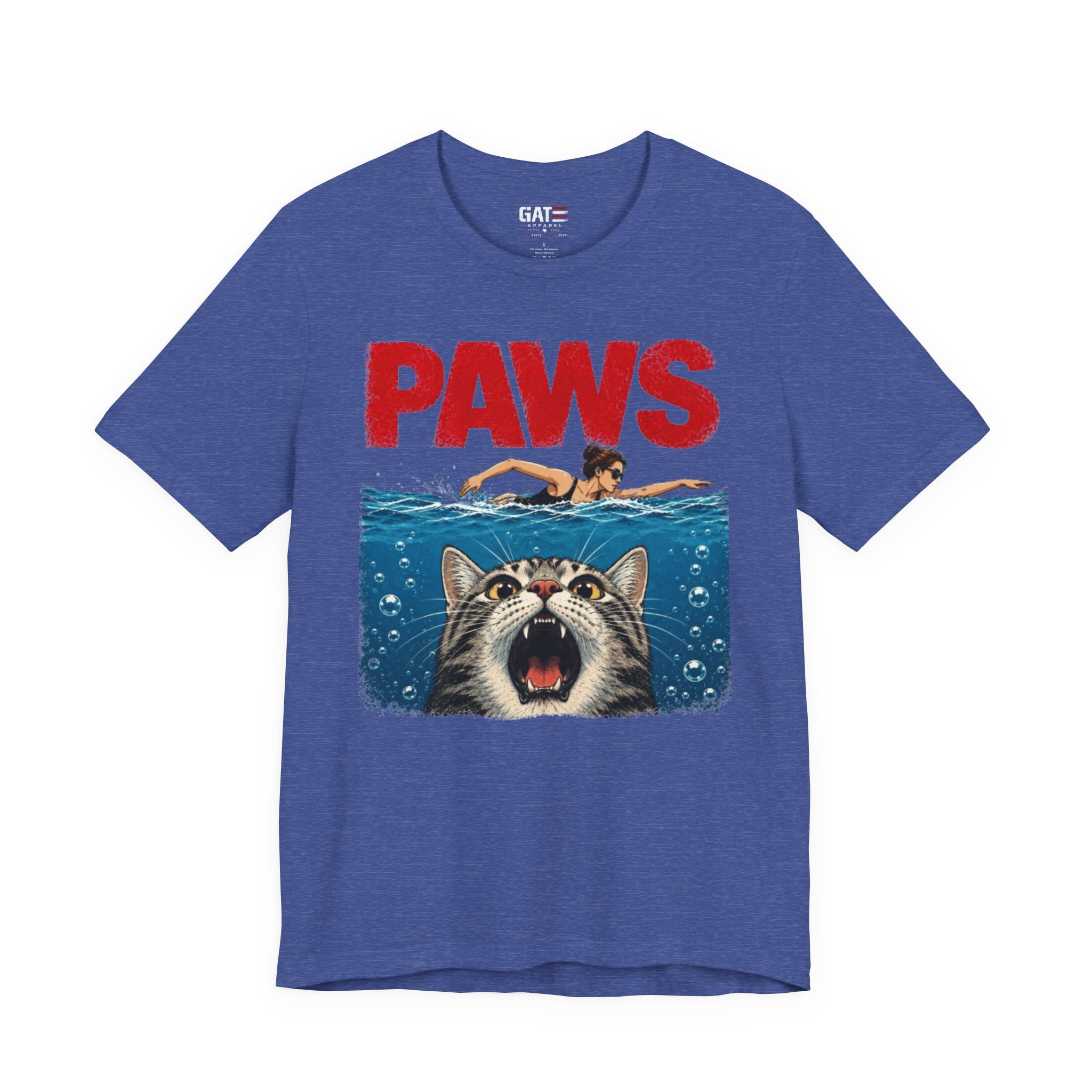 Paws Movie Parody T-Shirt — Retro Horror Cat Graphic Tee