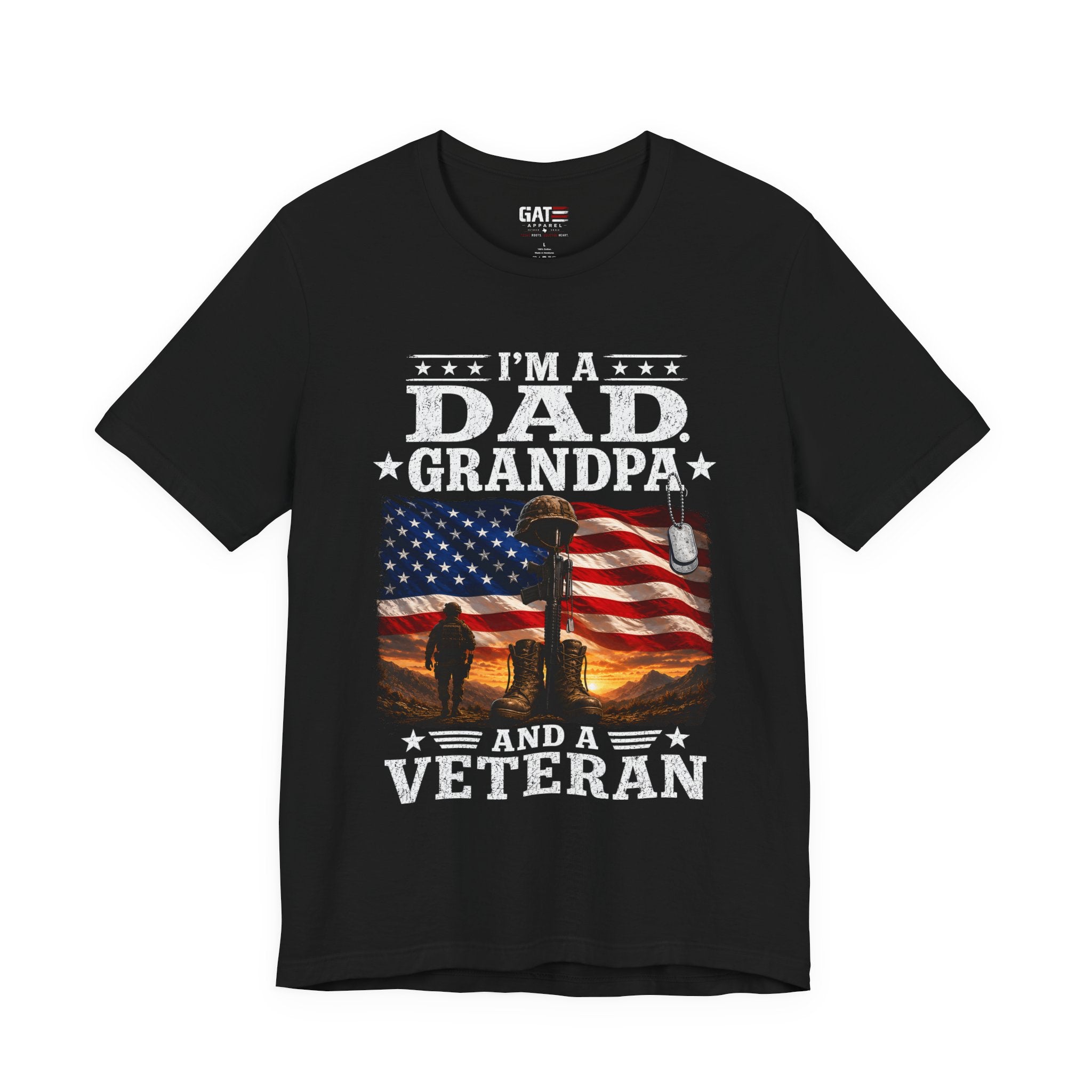 Veteran Grandpa Shirt, I'm A Dad Grandpa And A Veteran Tee, Military Father Gift, Patriotic USA Flag Shirt for Veterans