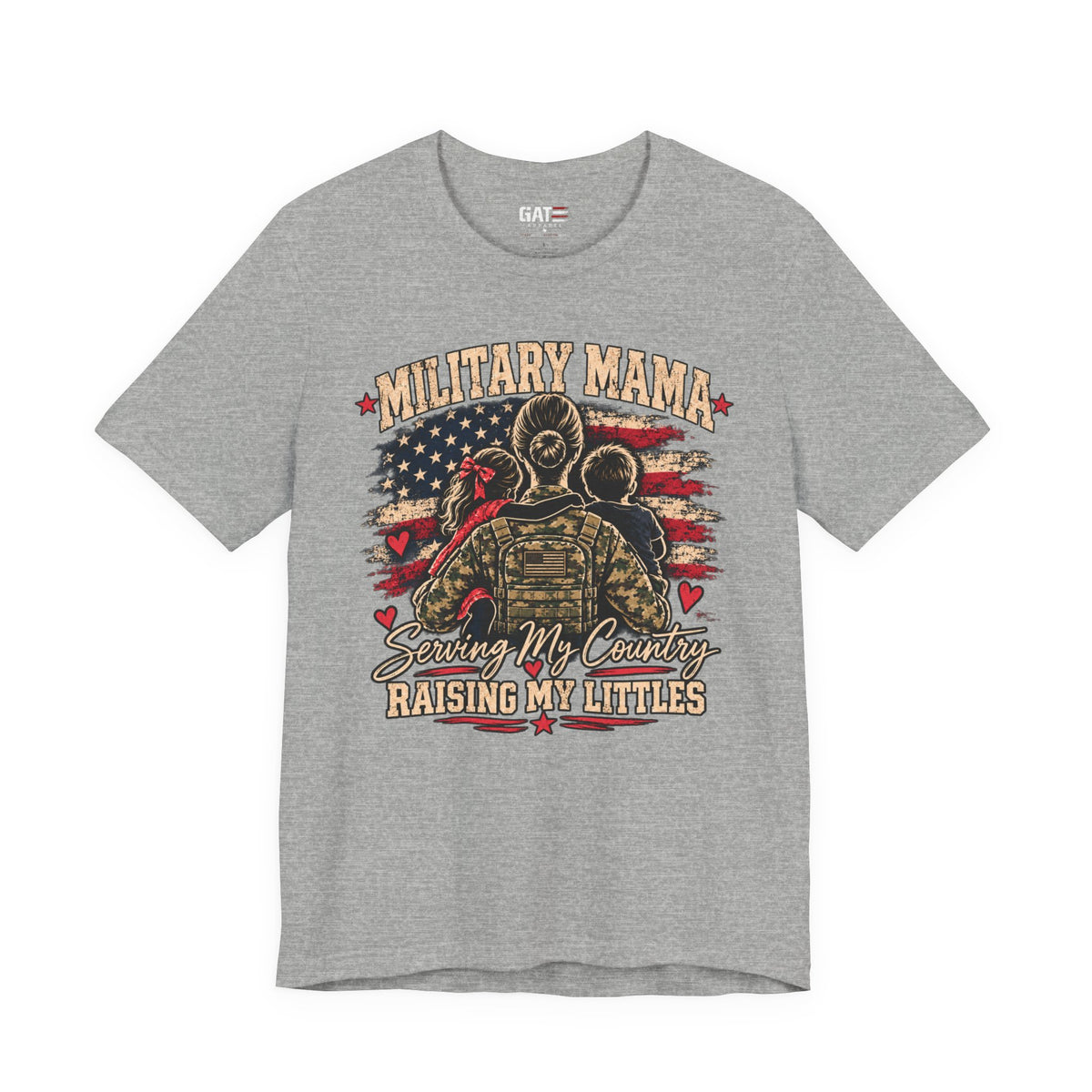 Military Mama T-Shirt – "Serving My Country, Raising My Littles" Patriotic Mom Tee