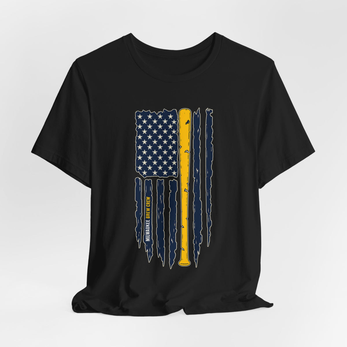 Milwaukee Brewers Brew Crew distressed baseball bat flag T-shirt - alternate product photo 8