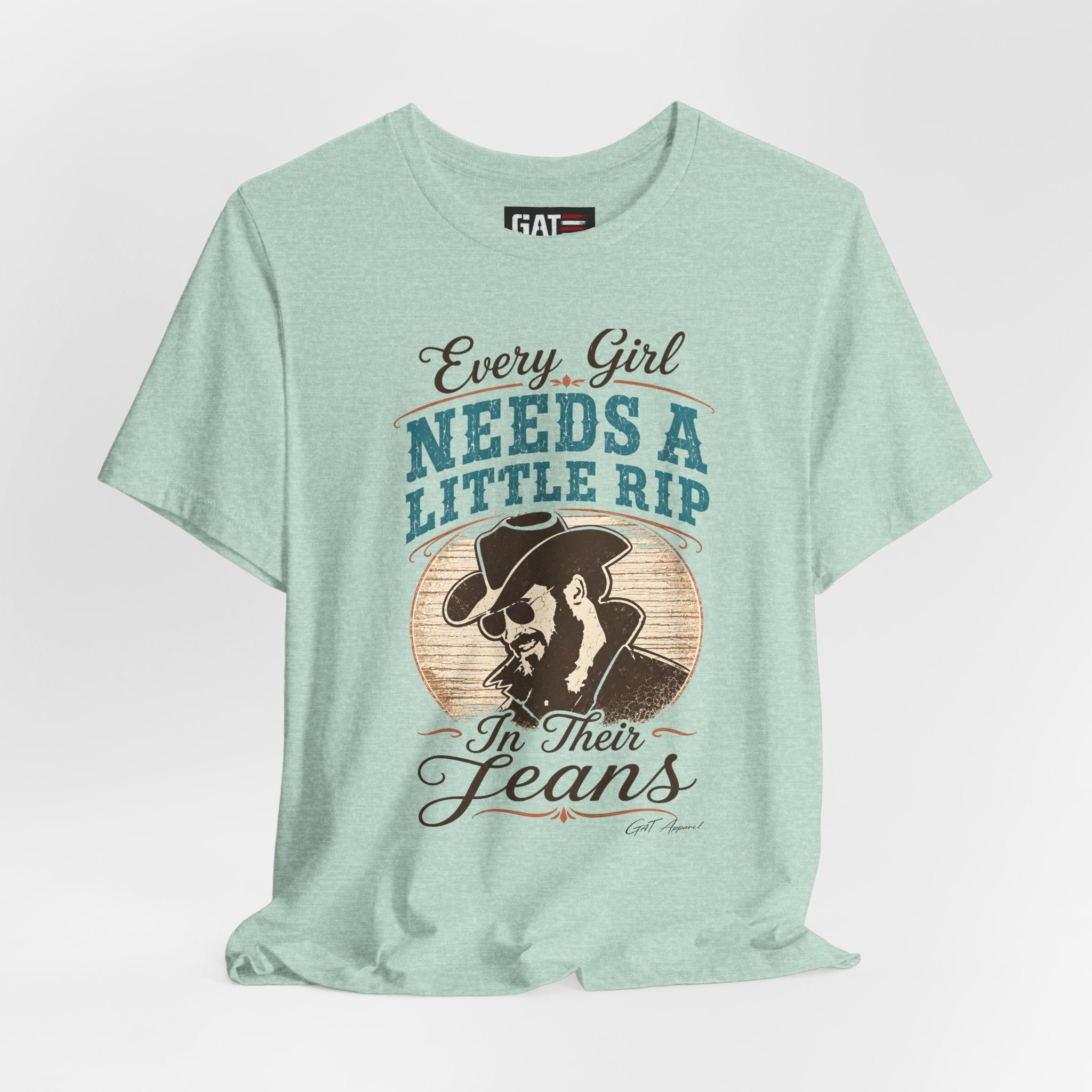 Every Girl Needs A Little Rip In Their Jeans Blue Text Shirt |Dutton Ranch | Yellowstone Inspired Shirt