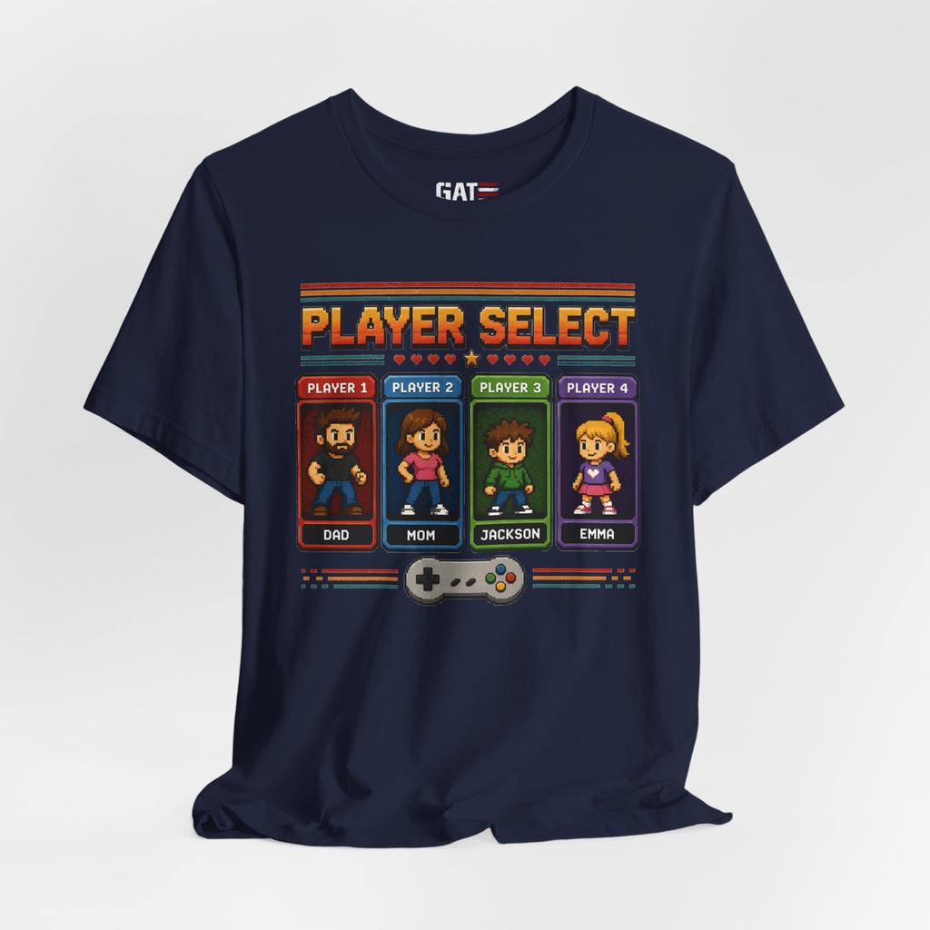 Personalized Gamer Family Shirt, Custom Family Gaming Shirt, Retro Video Game Family Tee, Gamer Dad Mom Kids Gift Shirt