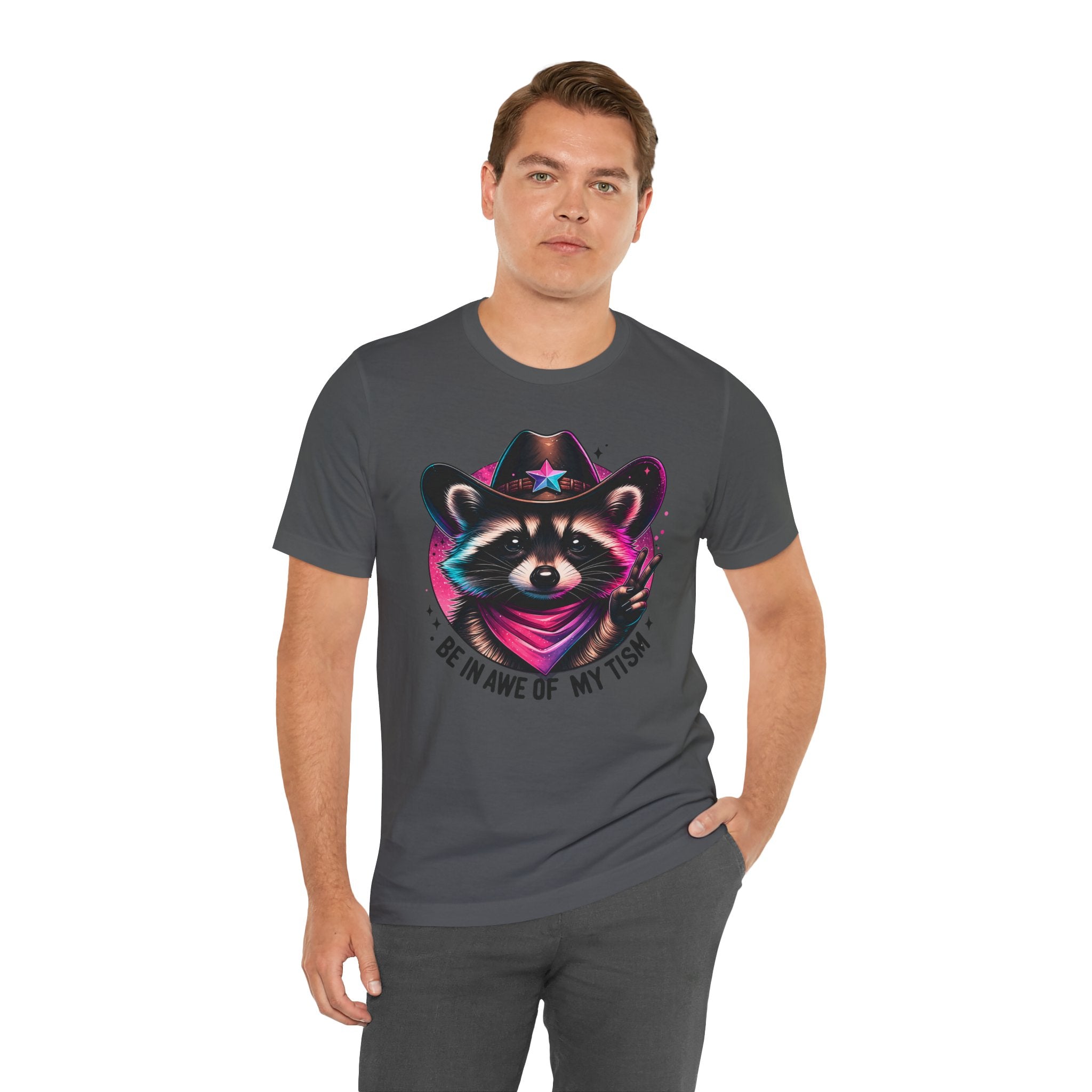 Raccoon Cowboy Graphic Tee – "Be in Awe of My Tism" Cute Western Animal T-Shirt
