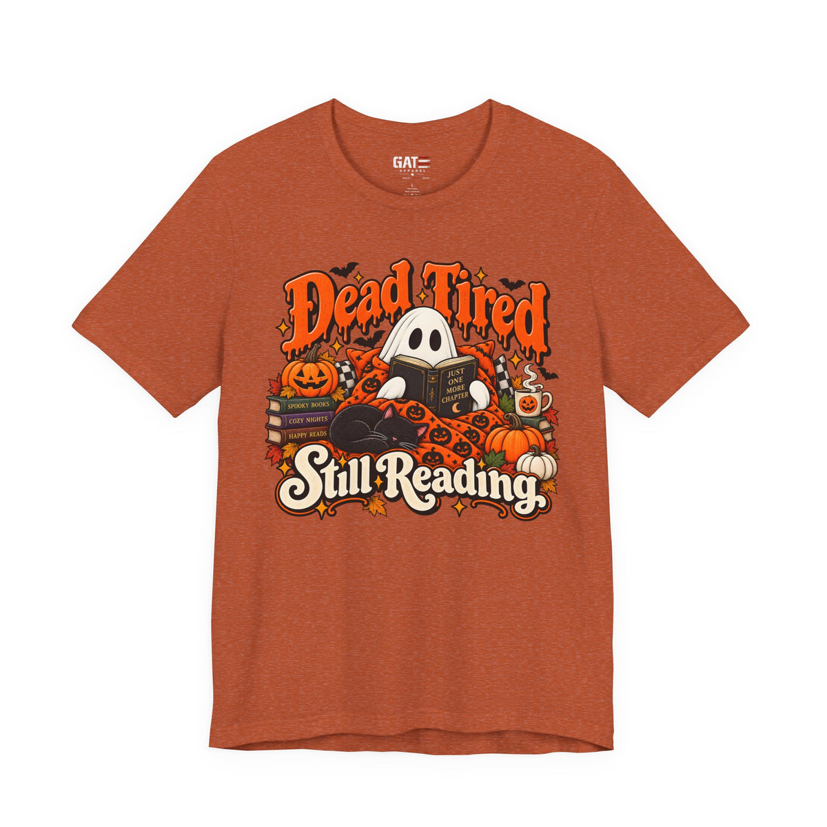 Dead Tired Still Reading Halloween Shirt | Book Lover Tee